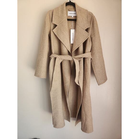 NWT Veronica Beard Women's Roberta OverSize Wrap Coat Size S Camel/Ivory #2N438 - Picture 2 of 16